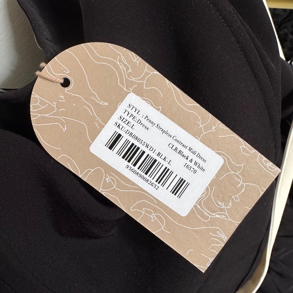 Meshki- Penny Strapless Contrast Midi Dress - Black & White - Picture 2 of 5